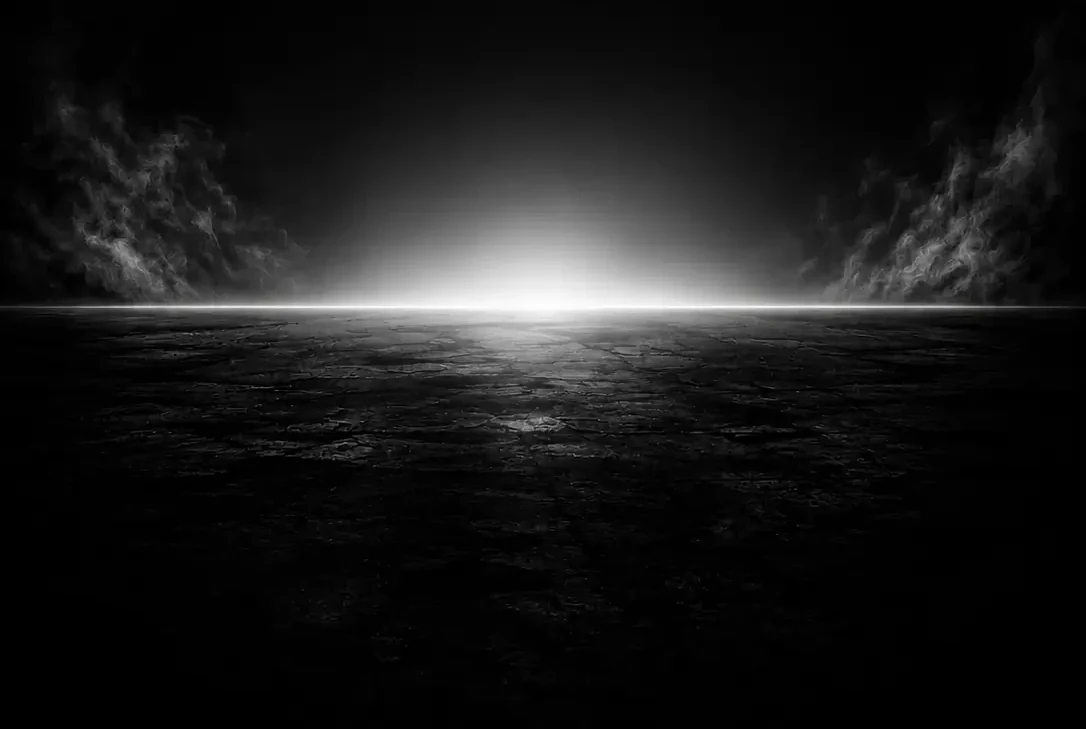 Imagem contendo o texto NANO BLACK OFICIAL transparente de fundo e, na parte da frente, um nascer do sol prateado em um fundo preto
